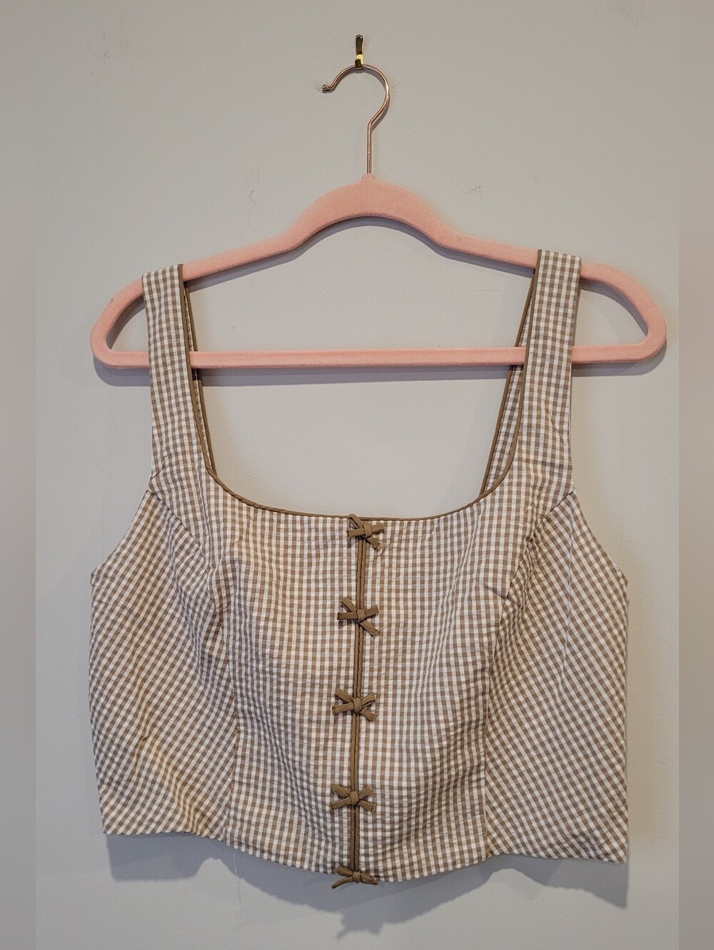 Elanie Rose Gingham Print Corset Top